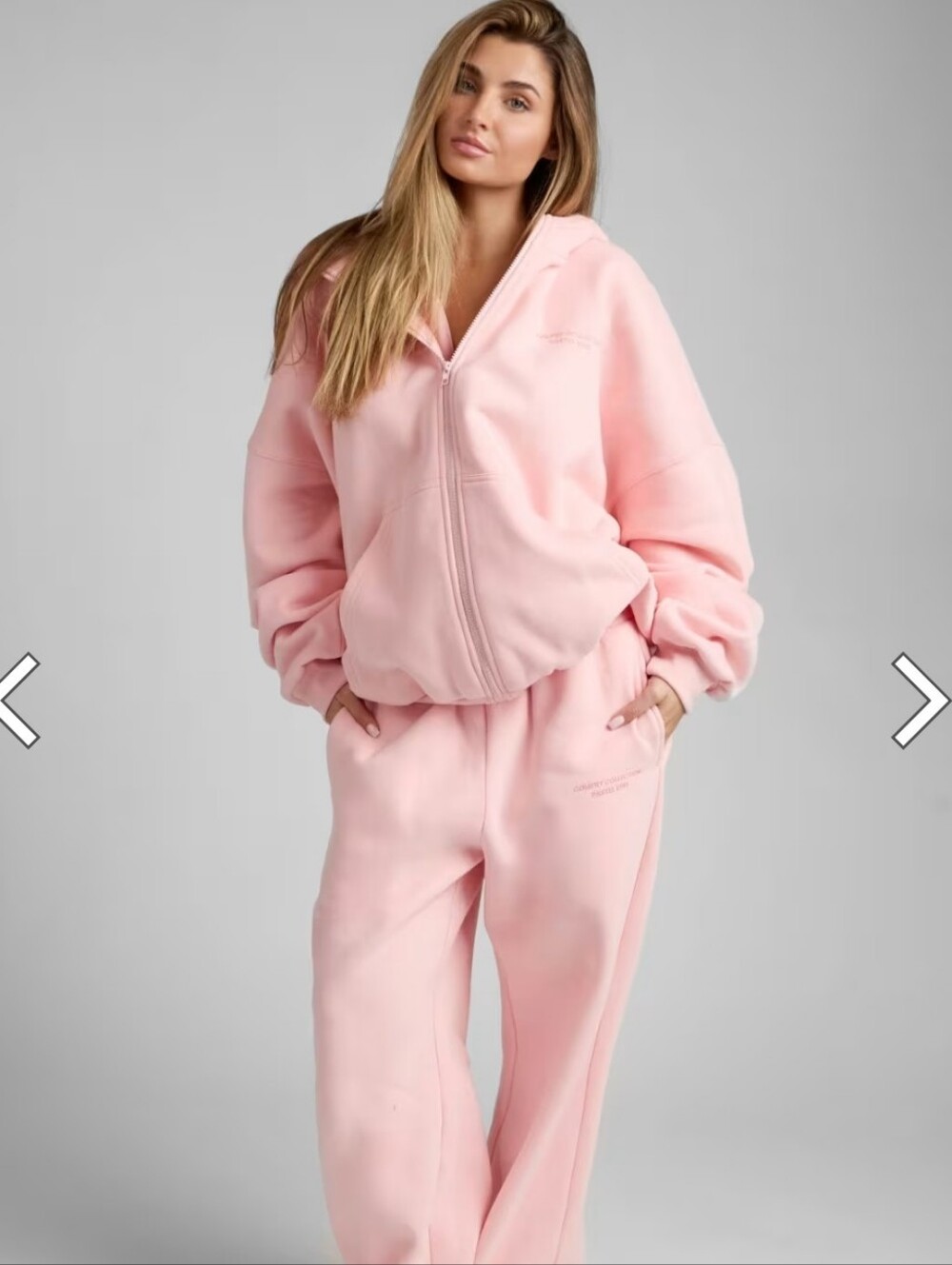 NIB UNISEX 2pc Comfrt Pastel Pink Zip Up Hoodie And Jogger Set